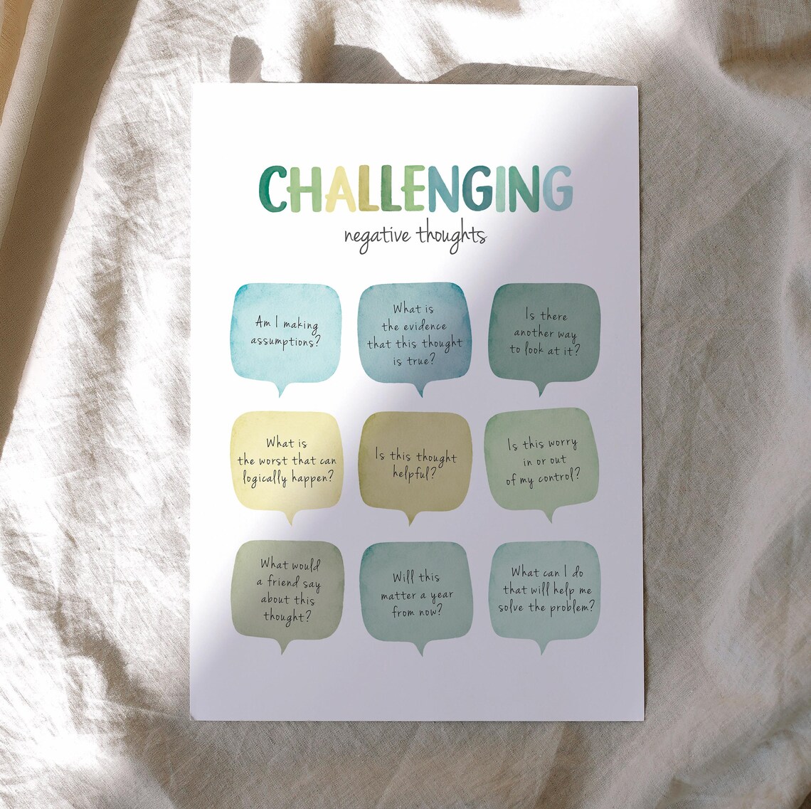 Challenging Negative Thoughts CBT Therapy Art Print - Image 2
