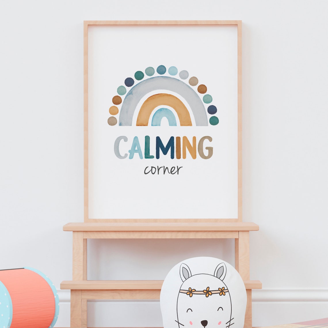 Calming Corner Rainbow Watercolor Boho Nursery Classroom Decor Poster - Image 6