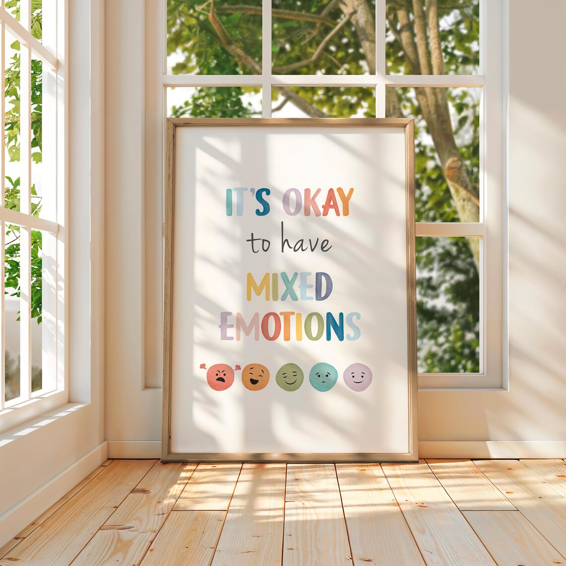 It Is Okay To Have Mixed Emotions Watercolor Faces Feelings Poster - Image 7