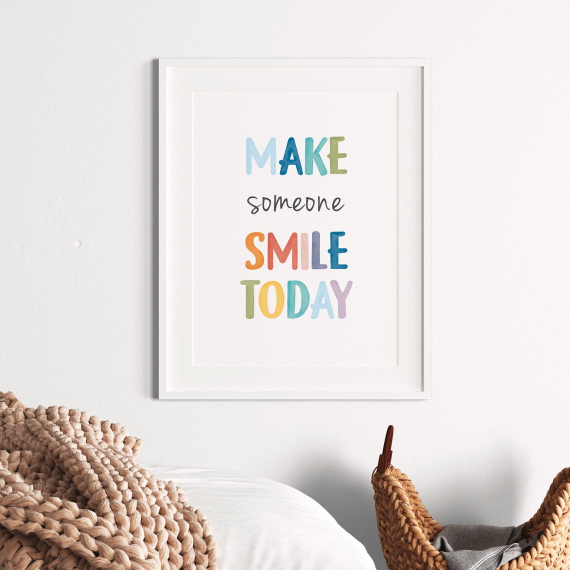 Make Someone Smile Today Rainbow Watercolor Uplifting Quote Poster - Image 8