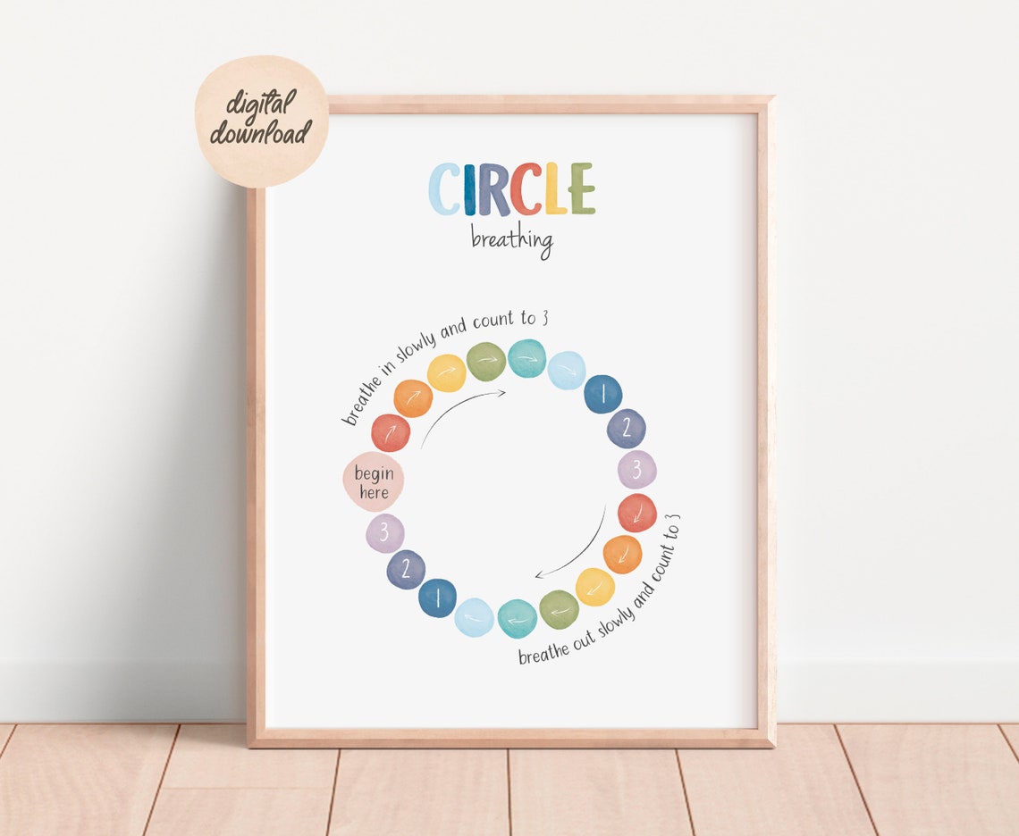 Circle Breathing Exercise Count To Three Mindful Calm Down Poster - Image 7