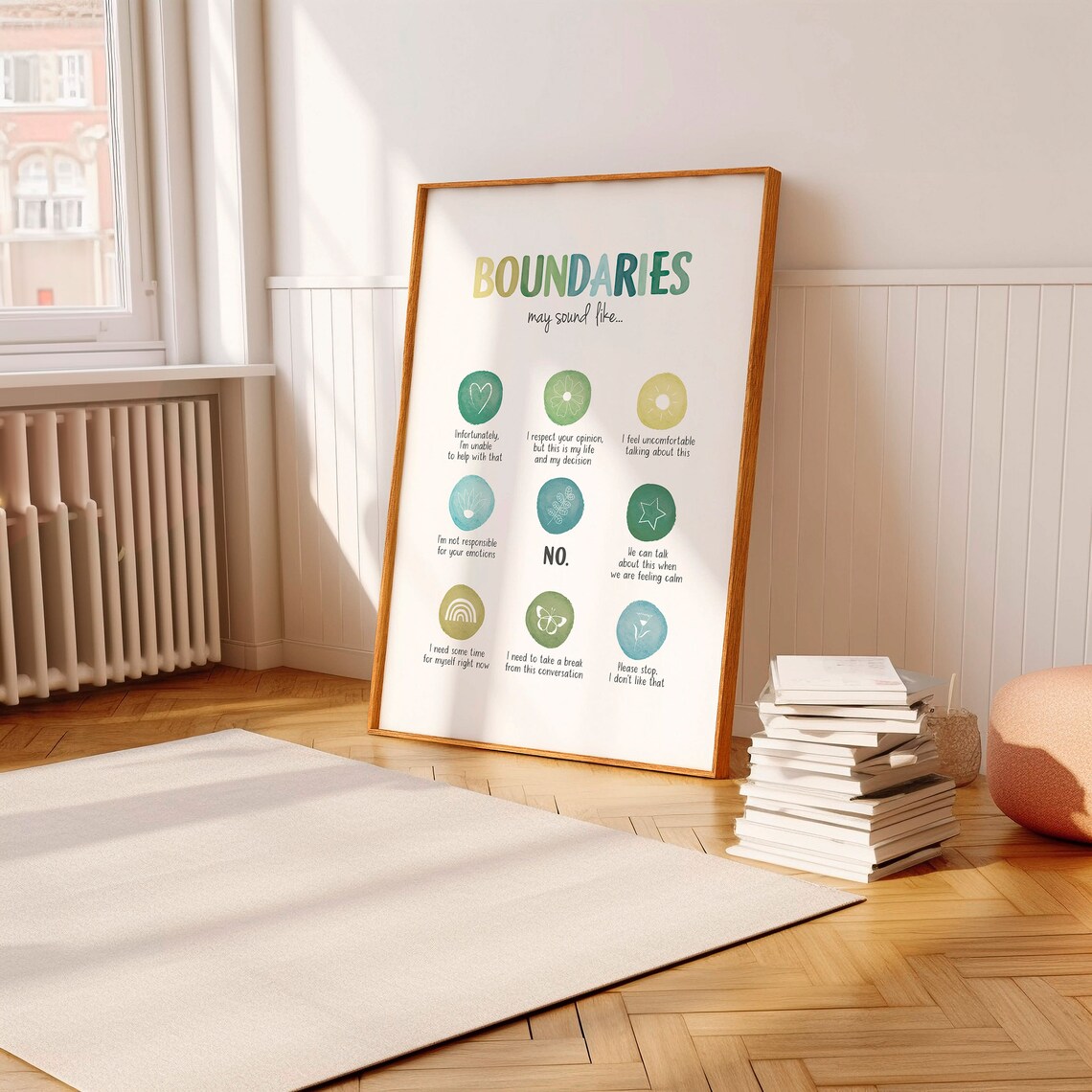 Boundaries Watercolor Self Respect Quotes Therapy Office Decor Poster - Image 4