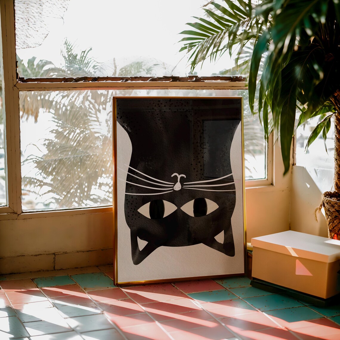Black Cat Watercolor Wall Art, Abstract Cat Print - Image 6