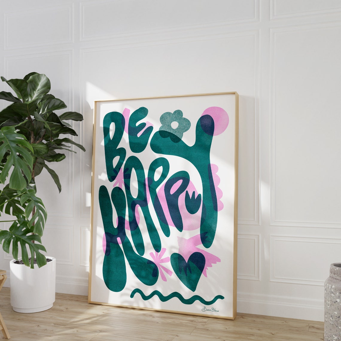 Colorful Be Happy Retro Groovy Quote Typography Motivational Poster - Image 7