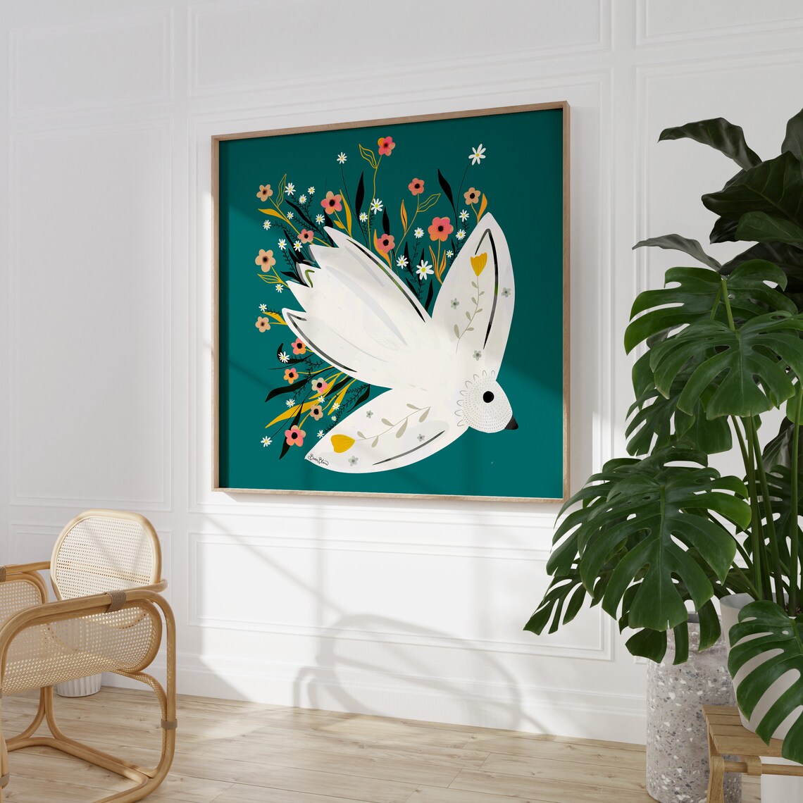 Bird Floral Illustration, Bold Maximalist Art Print - Image 5