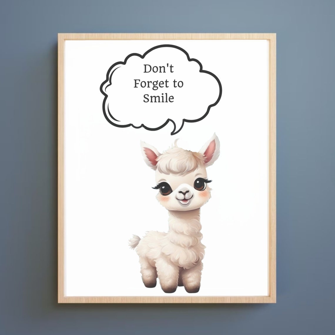 Adorable Baby Llama Do Not Forget To Smile Nursery Quote Poster - Image 2