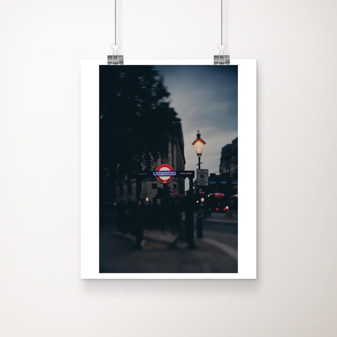 London Underground Charing Cross Dusk Moody Street Photo Print