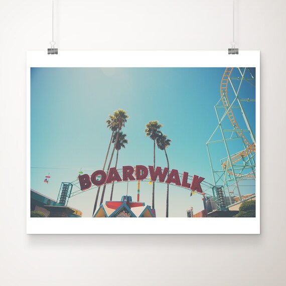 Santa Cruz Boardwalk Arch Sign Retro California Travel Poster