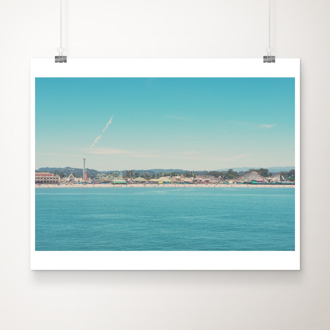 Santa Cruz Boardwalk Amusement Park Beach California Travel Poster