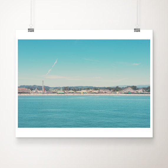 Santa Cruz Boardwalk Amusement Park Beach California Travel Poster