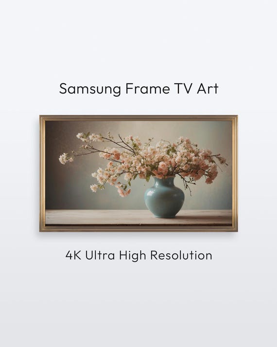 Samsung Frame Tv Spring Art Cherry Blossom Vase Floral Decor 4k Print