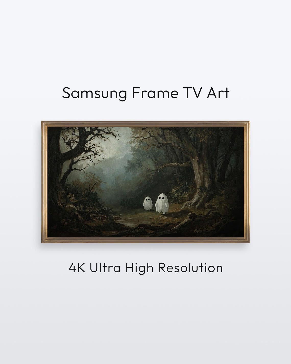 Spooky Ghosts In Dark Forest Landscape Halloween TV Art Poster
