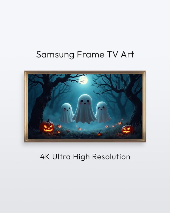 Samsung Frame Tv Art Cozy Ghosts Halloween Scene 4k Print