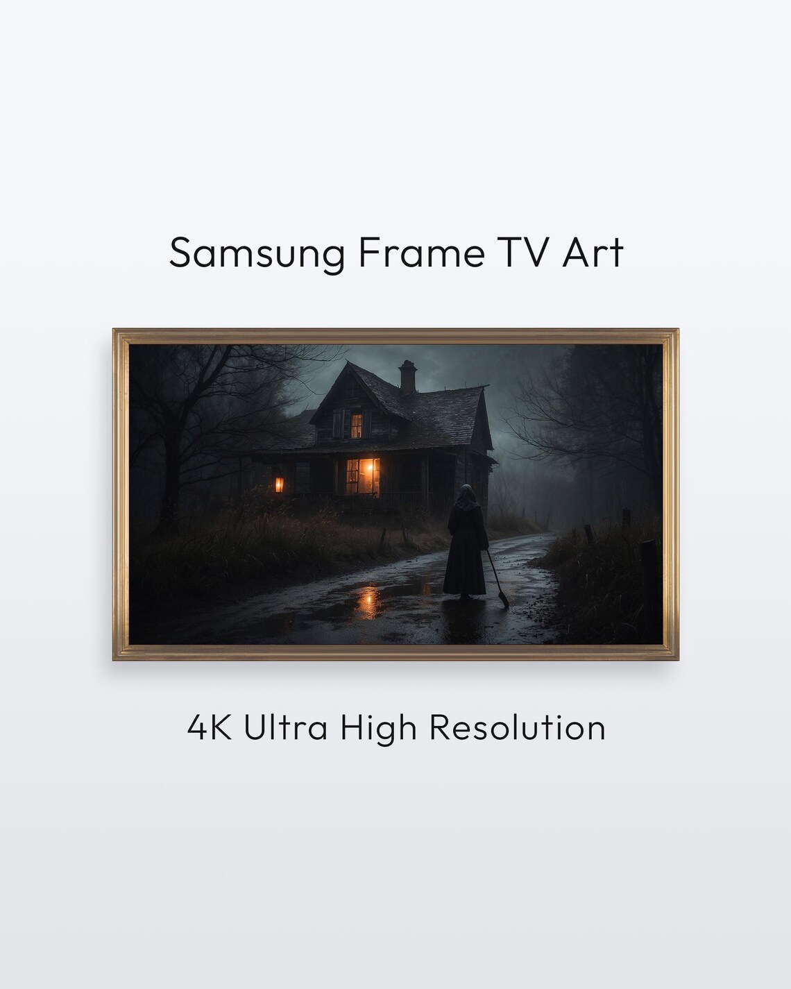 Spooky Haunted House Night Samsung Frame TV Wall Art | Halloween Ghost Art