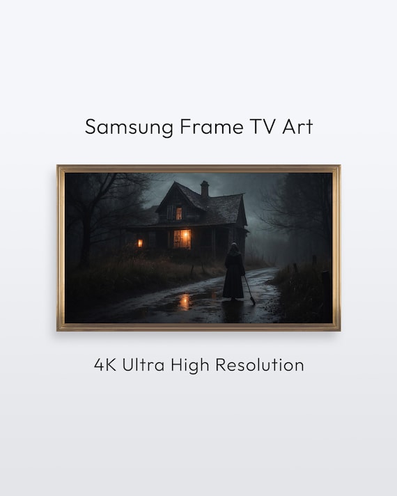 Spooky Haunted House Night Samsung Frame TV Wall Art | Halloween Ghost Art