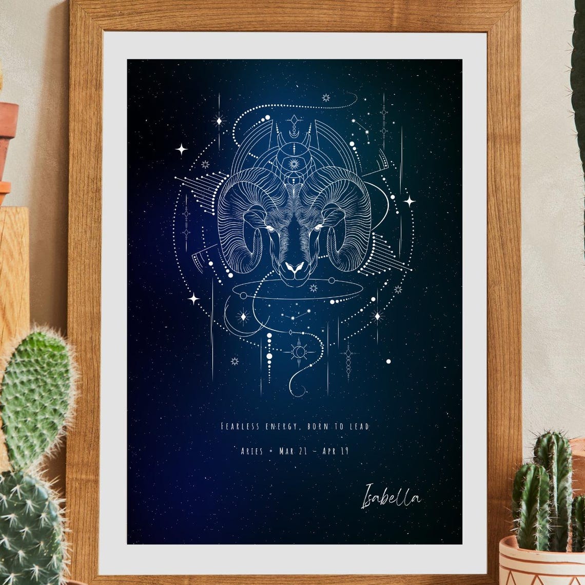 Personalized Aries Zodiac Ram Constellation Star Sign Wall Art