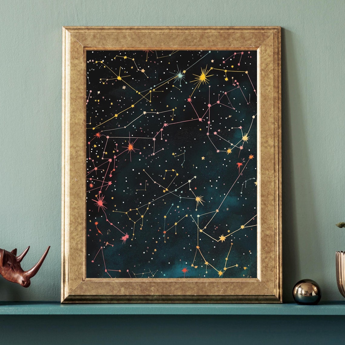 Colorful Constellation Star Map Night Sky Galaxy Stars Poster