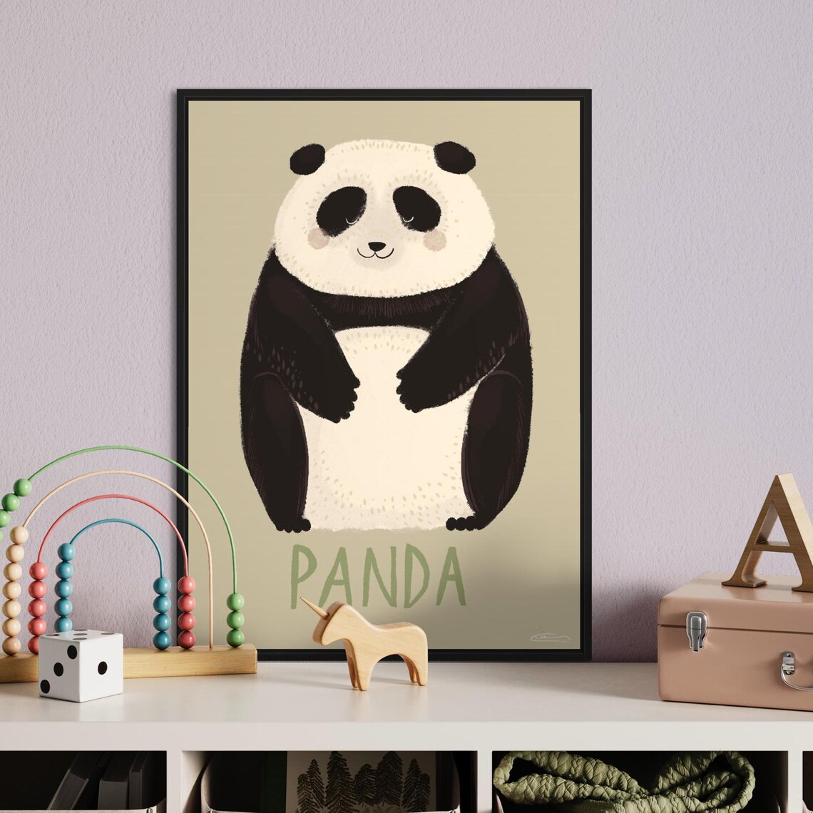 Sweet Smiling Panda Cute Nursery Animal Kids Room Decor Wall Art - Image 4