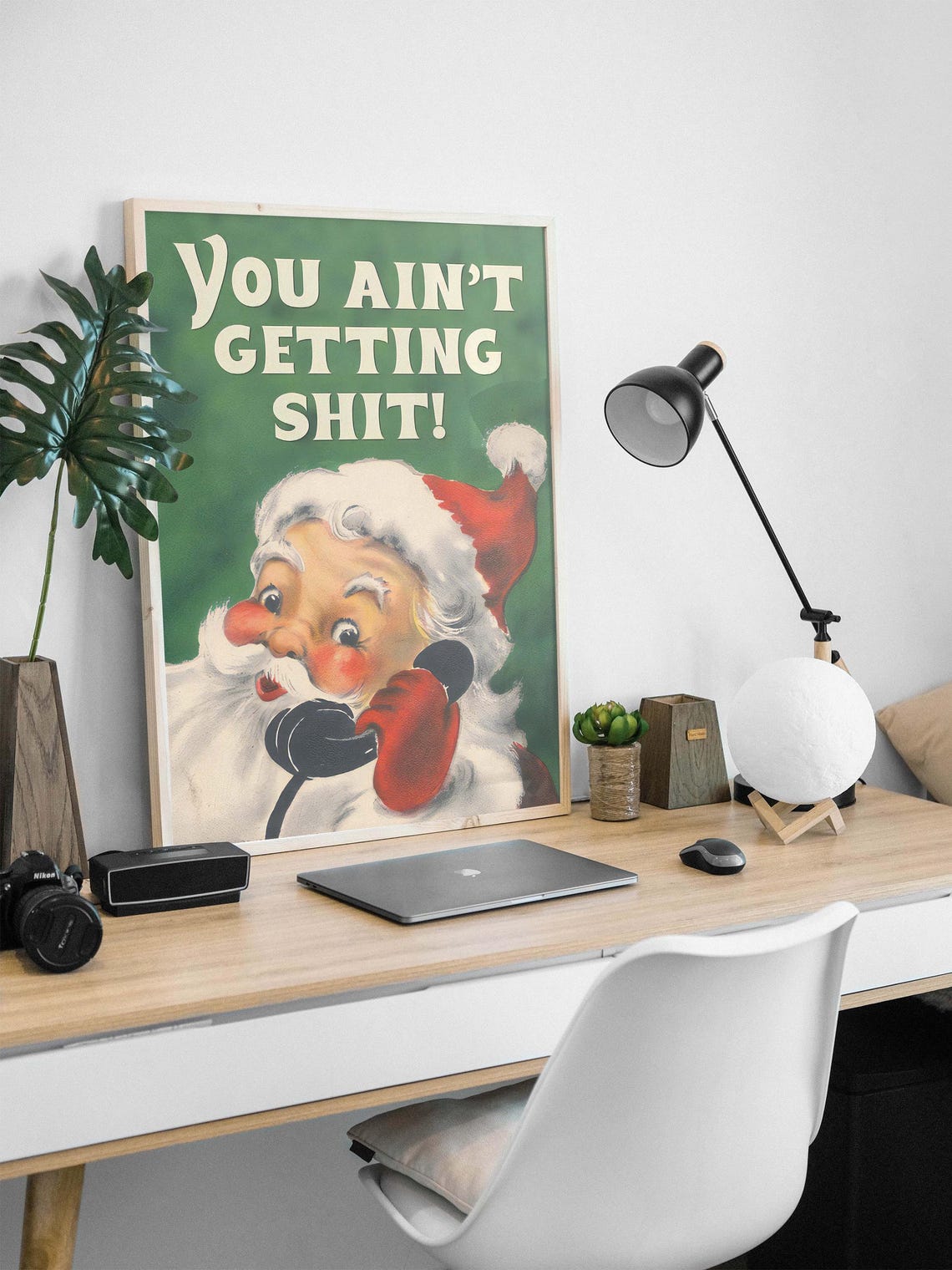Funny Christmas Santa Quote Vintage Retro Holiday Humor Wall Poster - Image 2