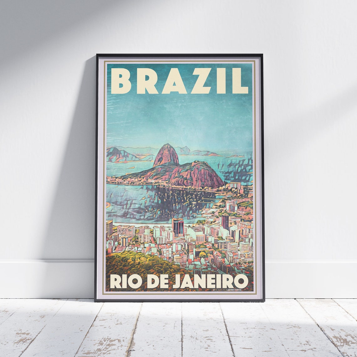 Rio De Janeiro Poster The Bay By Alecse Limited Edition Brazil Travel Poster Brazil Gallery Wall Print Of Rio Brazil Decoration