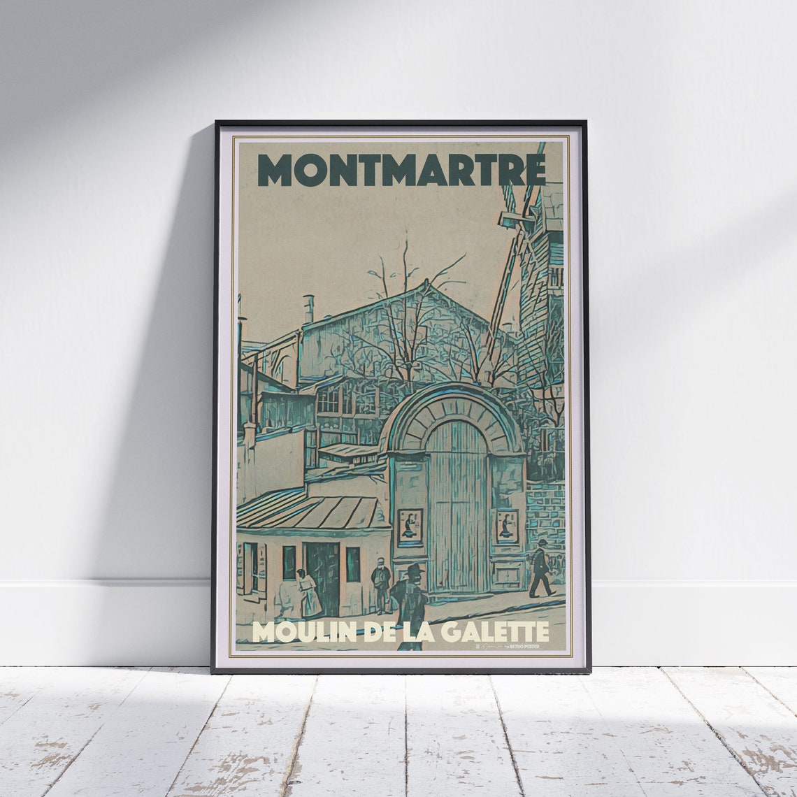 Montmartre Moulin de la Galette Paris Windmill Vintage Travel Poster