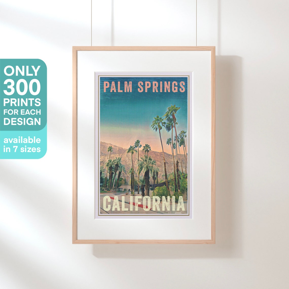 Palm Springs California Desert Palms Mountain Sunset Travel Poster - Image 3