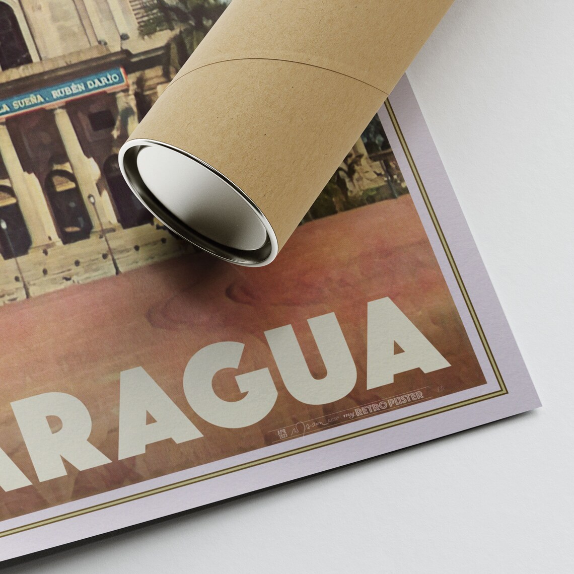 Managua Nicaragua Cathedral Twin Domes Retro Travel Wall Poster - Image 2