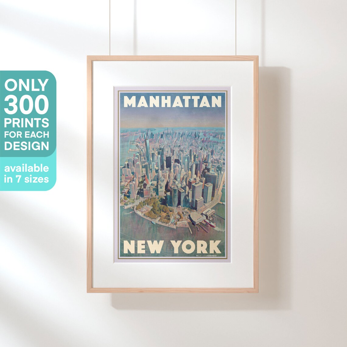 Manhattan New York Aerial Skyline Retro Vintage Travel City Poster - Image 3