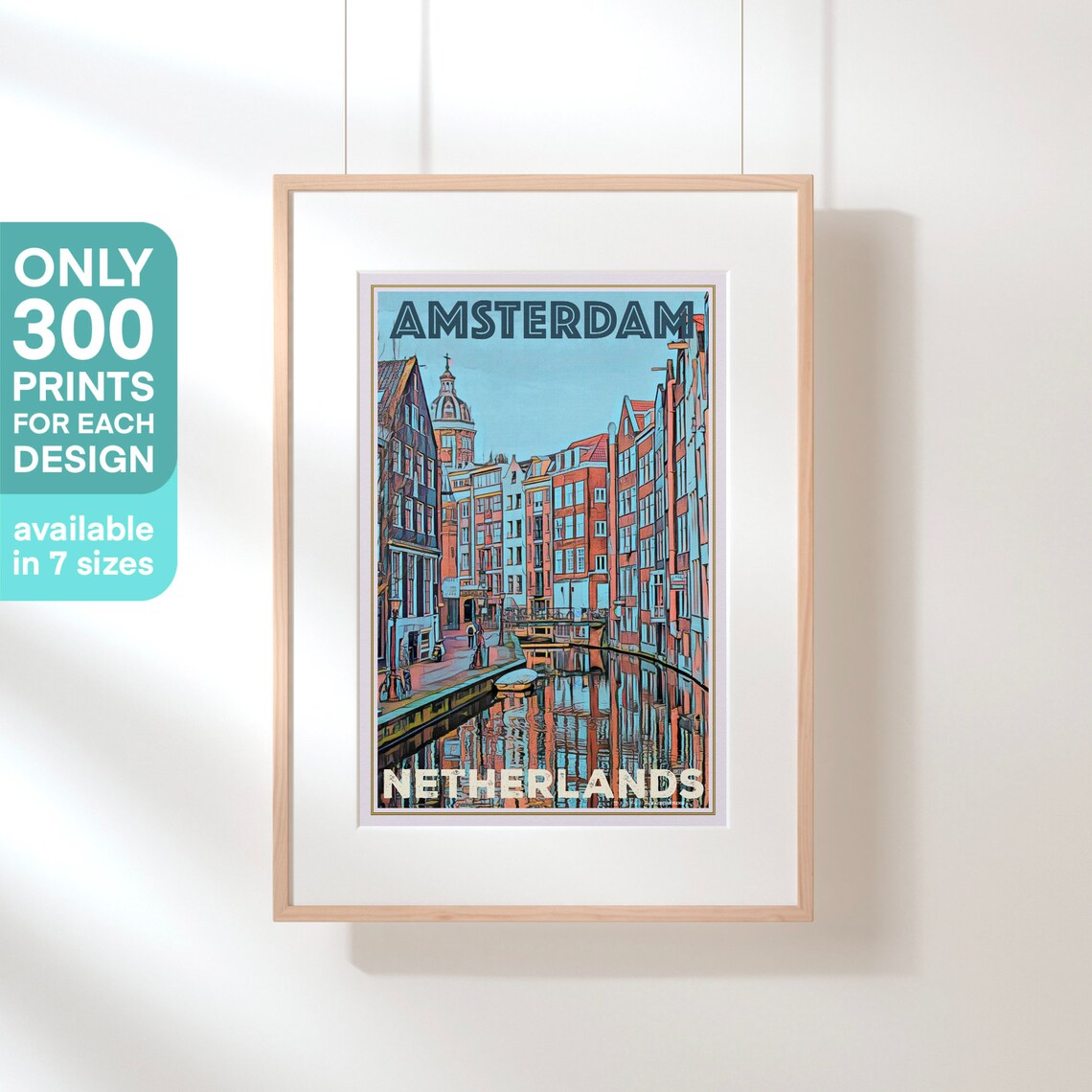Amsterdam Canal Houses Vintage Travel Poster Netherlands Artwork - Image 3