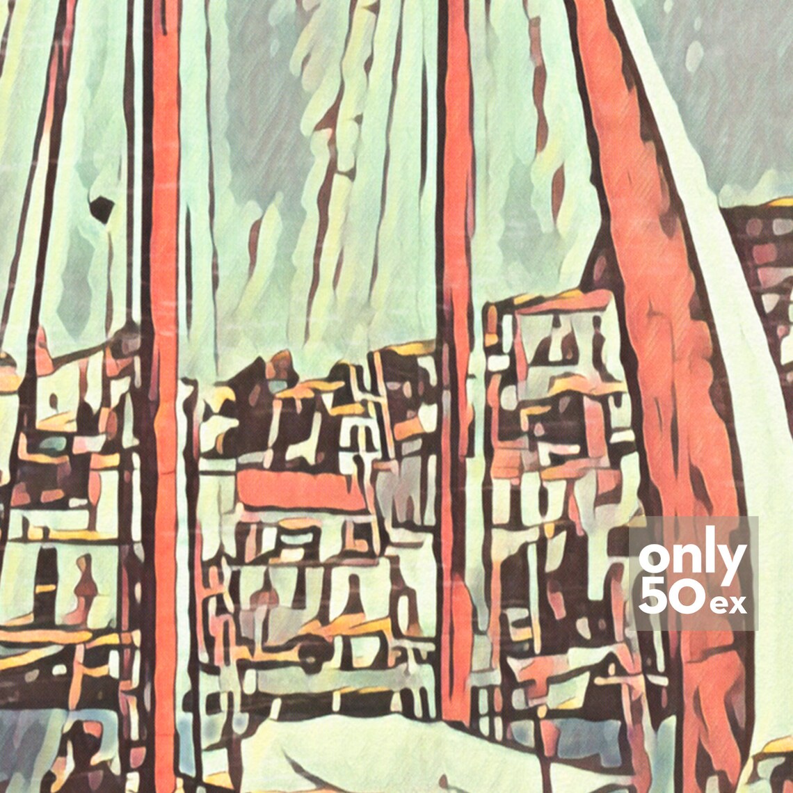 Ibiza Spain Vintage Travel Poster Baleares Sailboat Harbor Art - Image 4