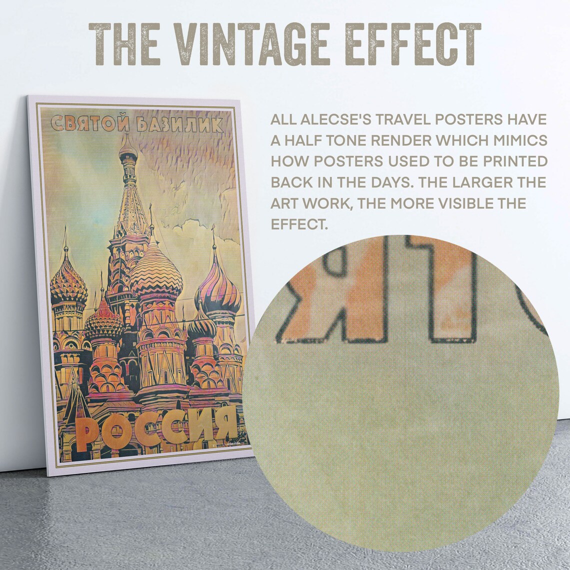 St Basil Cathedral Onion Domes Moscow Russia Vintage Travel Poster - Image 2