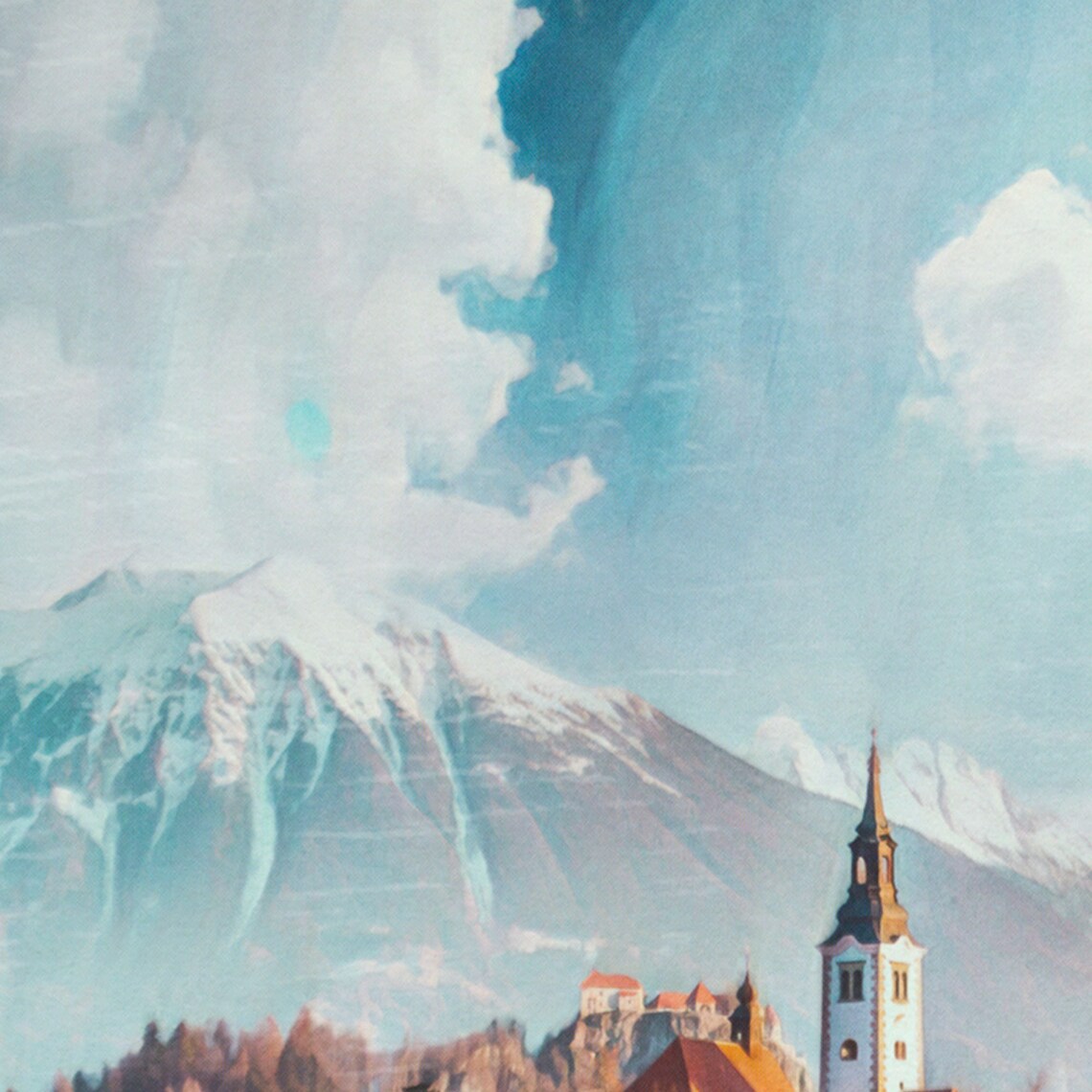 Lake Bled Slovenia Island Church Julian Alps Retro Travel Poster - Image 4