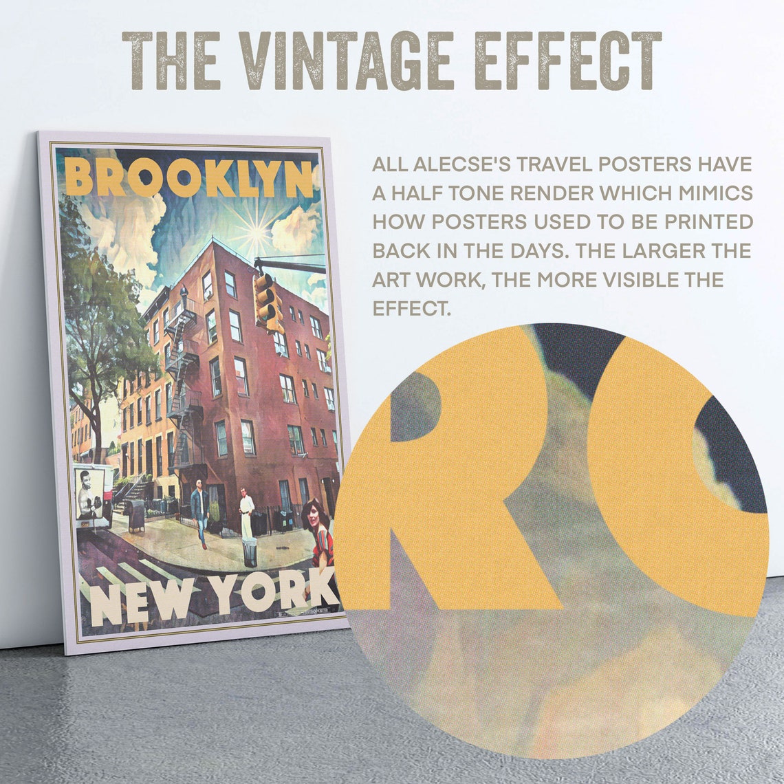 Brooklyn New York Brownstone Fire Escape Street Travel Poster - Image 2