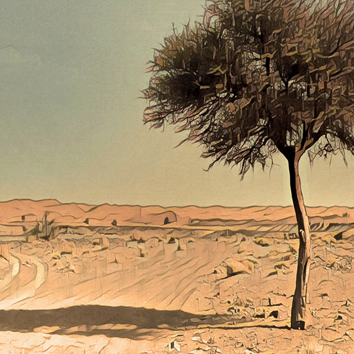 Atlas Desert Lone Acacia Tree Sand Track Morocco Vintage Travel Poster - Image 4