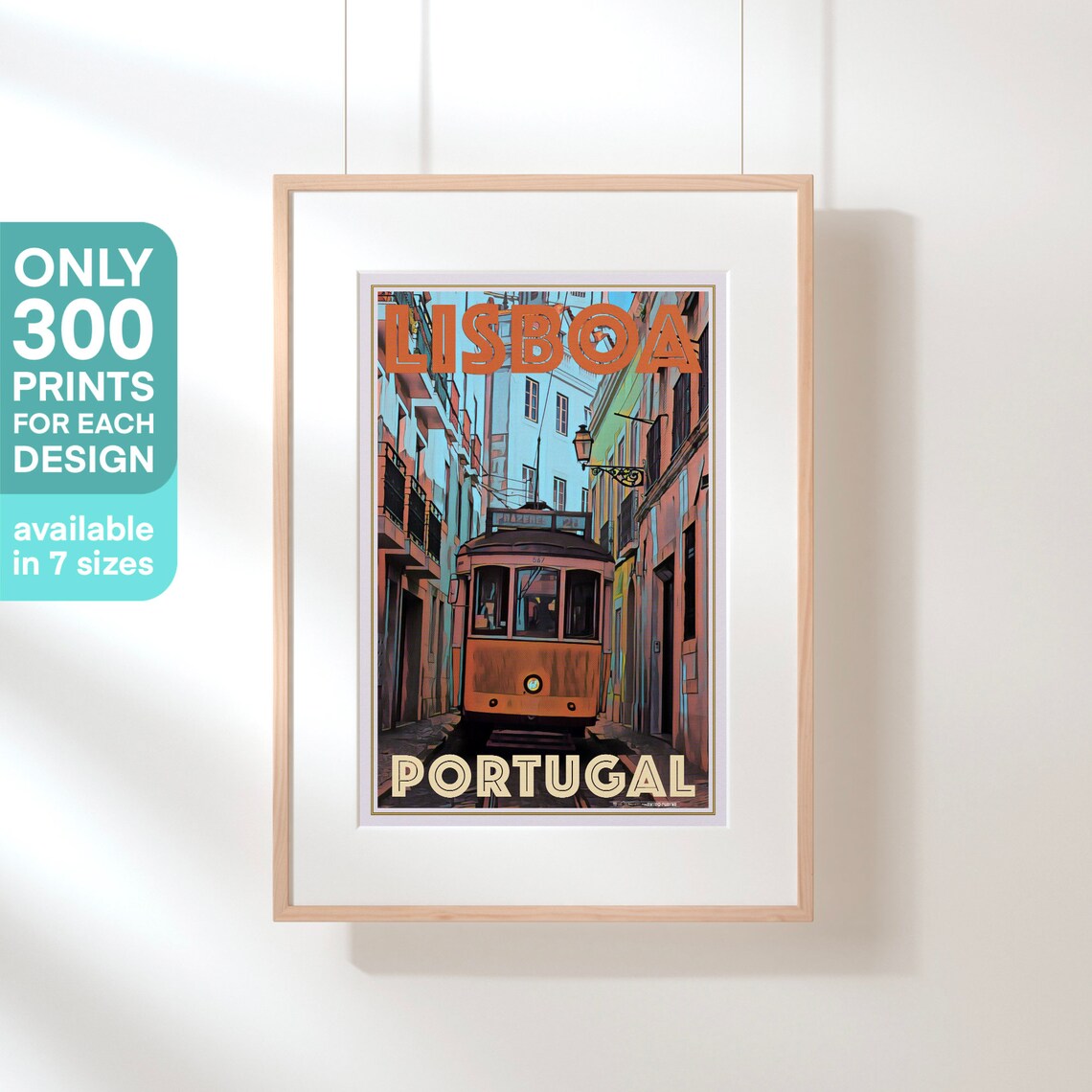 Lisbon Poster In Front Of The Tram By Alecse Limited Edition Portugal Travel Poster Classic Poster Of Lisbons Tramway - Image 3