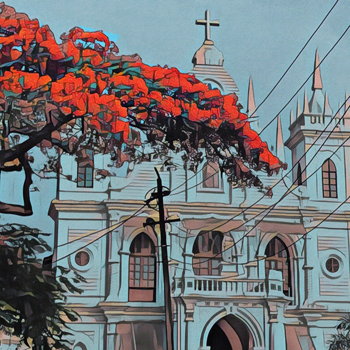 Goa Poster Siolim By Alecse Limited Edition Goa Travel Poster Indian Gallery Wall Print Of Siolim Poster Of Siolim Church Goa State - Image 4