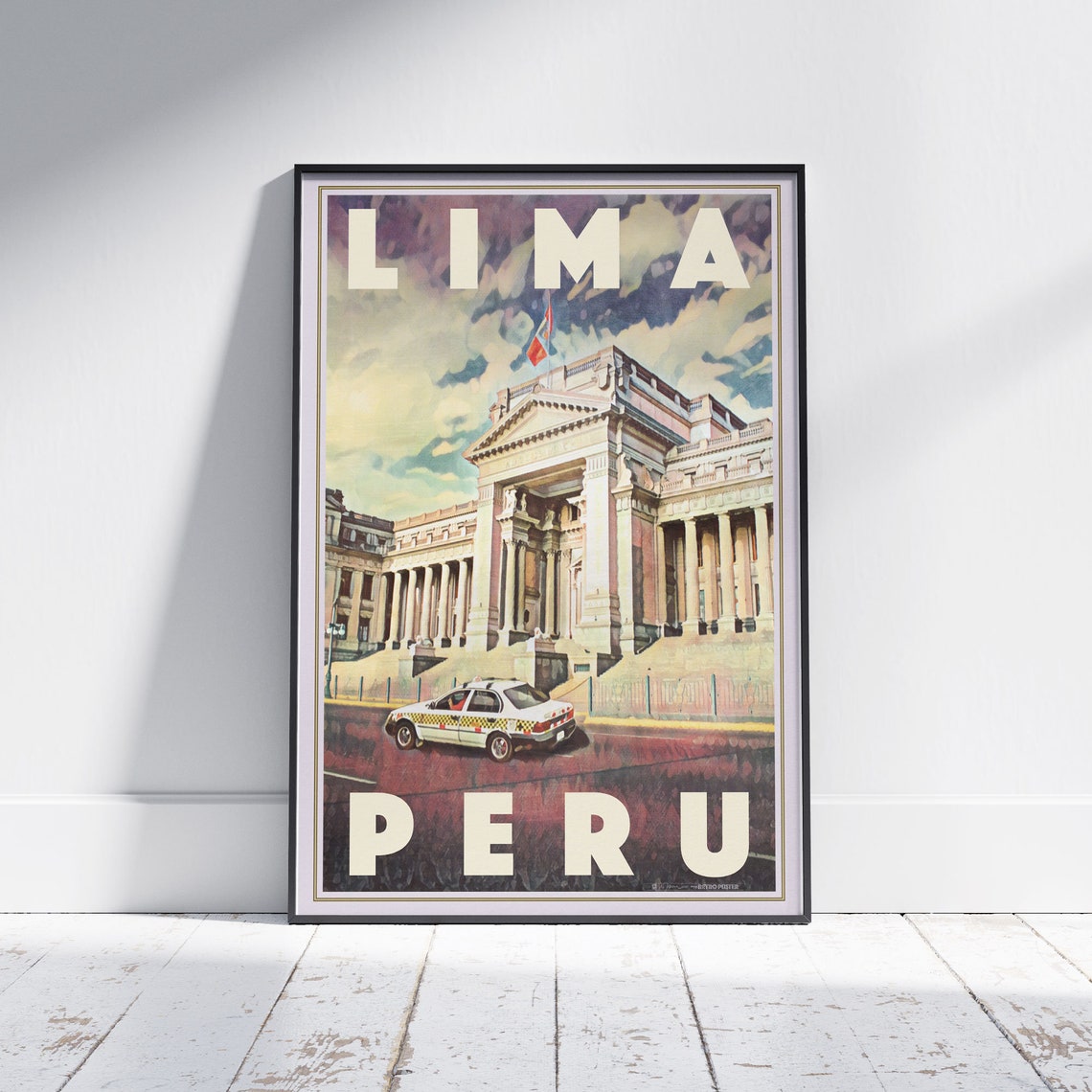 Lima Peru Neoclassical Palace Retro Travel Gallery City Poster