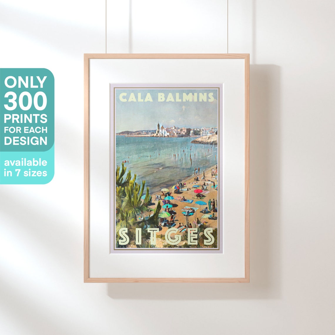 Cala Balmins Sitges Spain Beach Umbrellas Sunny Travel Poster - Image 3