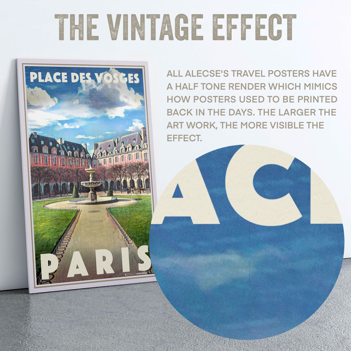 Place des Vosges Paris France Historic Square Fountain Travel Poster - Image 2