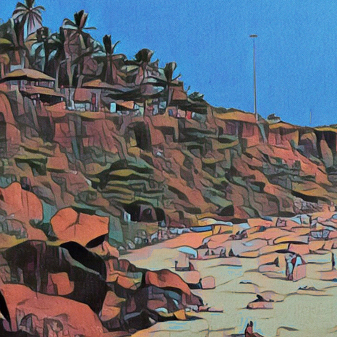 Varkala India Vintage Travel Poster With Red Cliff Beach Ocean View - Image 4