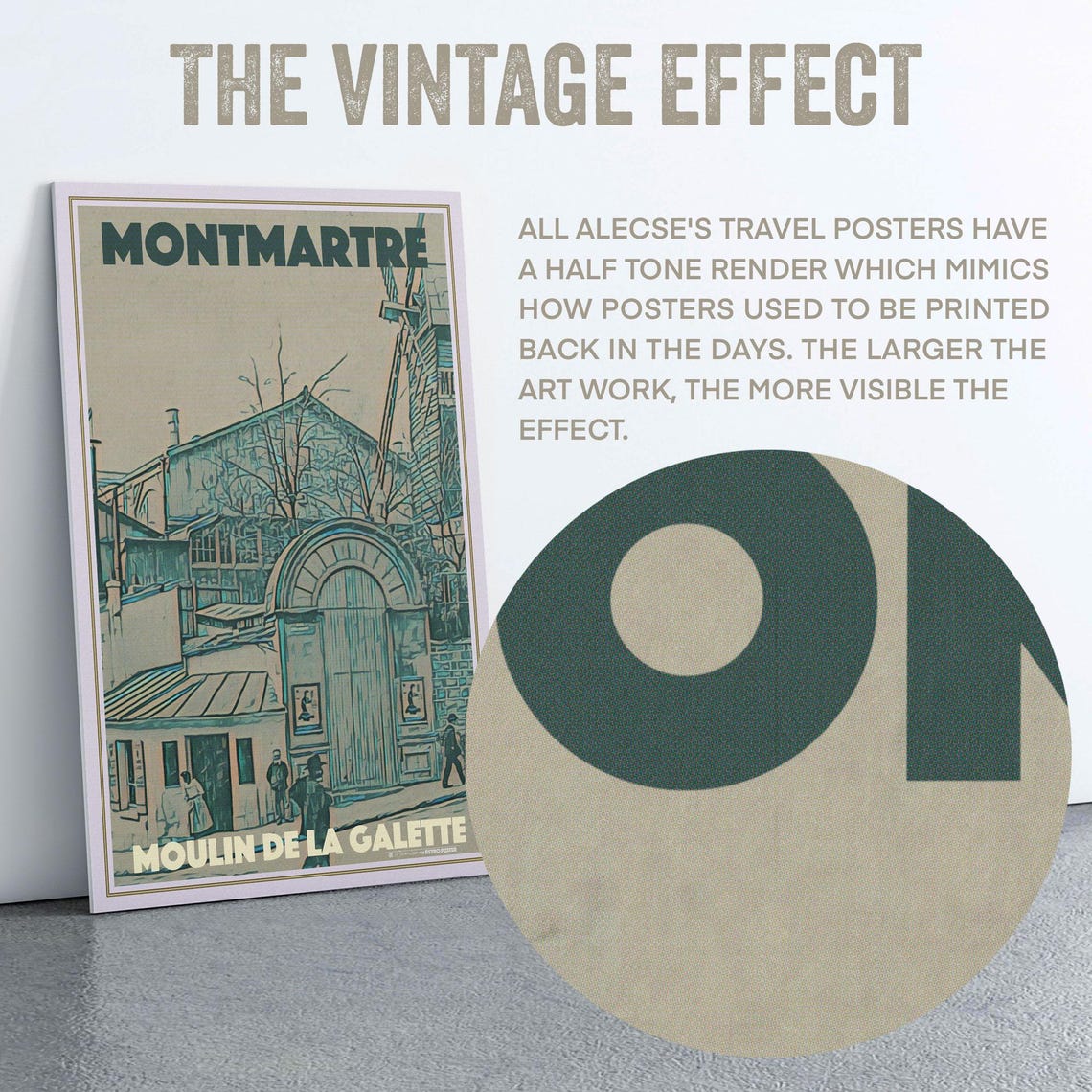 Montmartre Moulin de la Galette Paris Windmill Vintage Travel Poster - Image 2