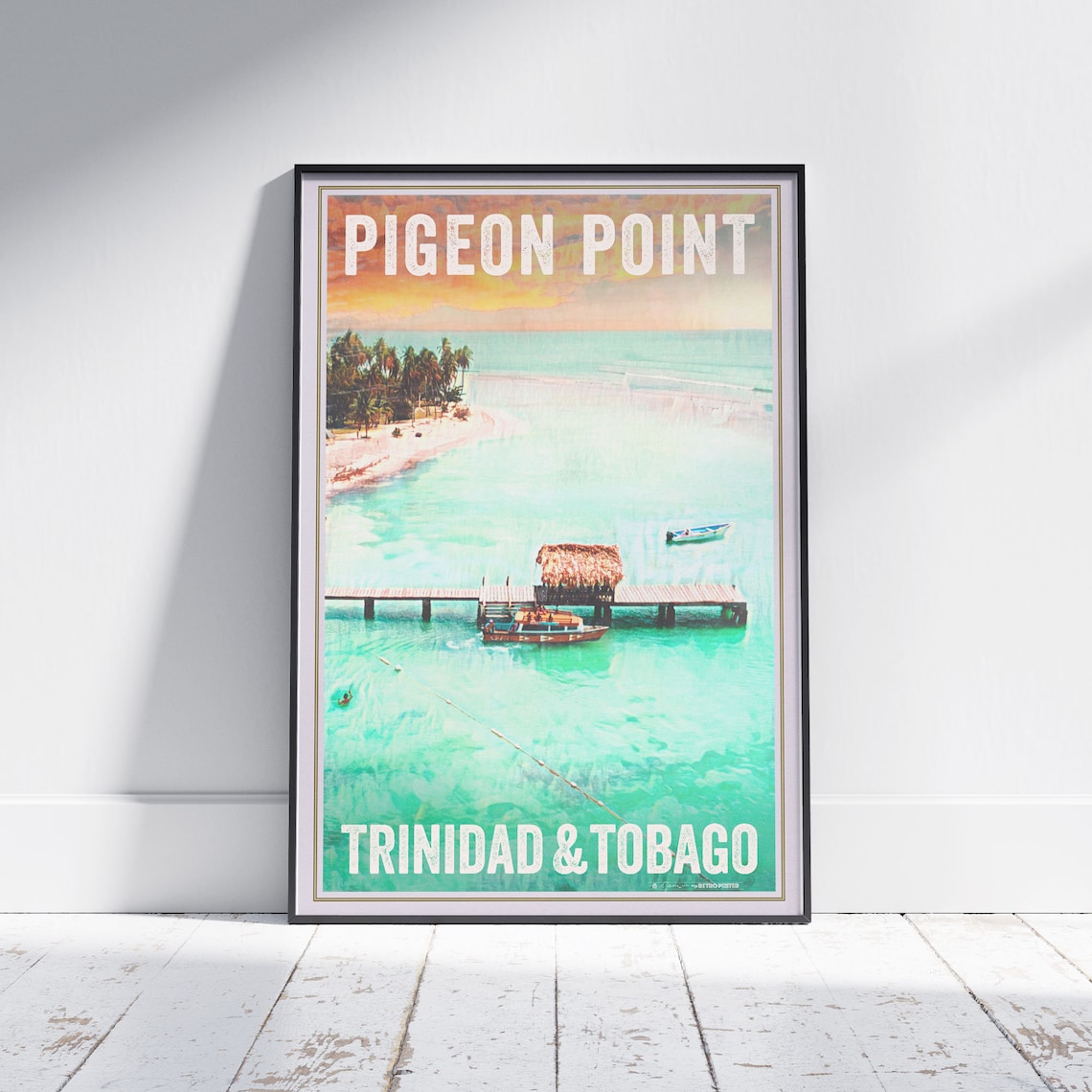 Pigeon Point Tobago Vintage Travel Poster Pier Beach Lagoon Art