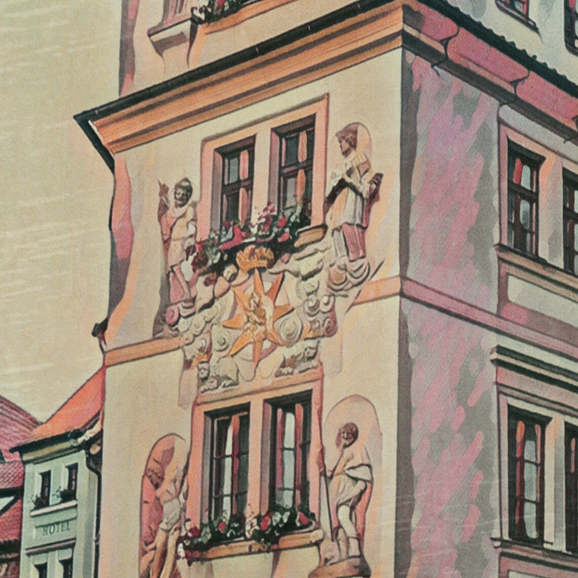 Prague Czech Republic Vintage Travel Poster Old Town Red Car Art - Image 4