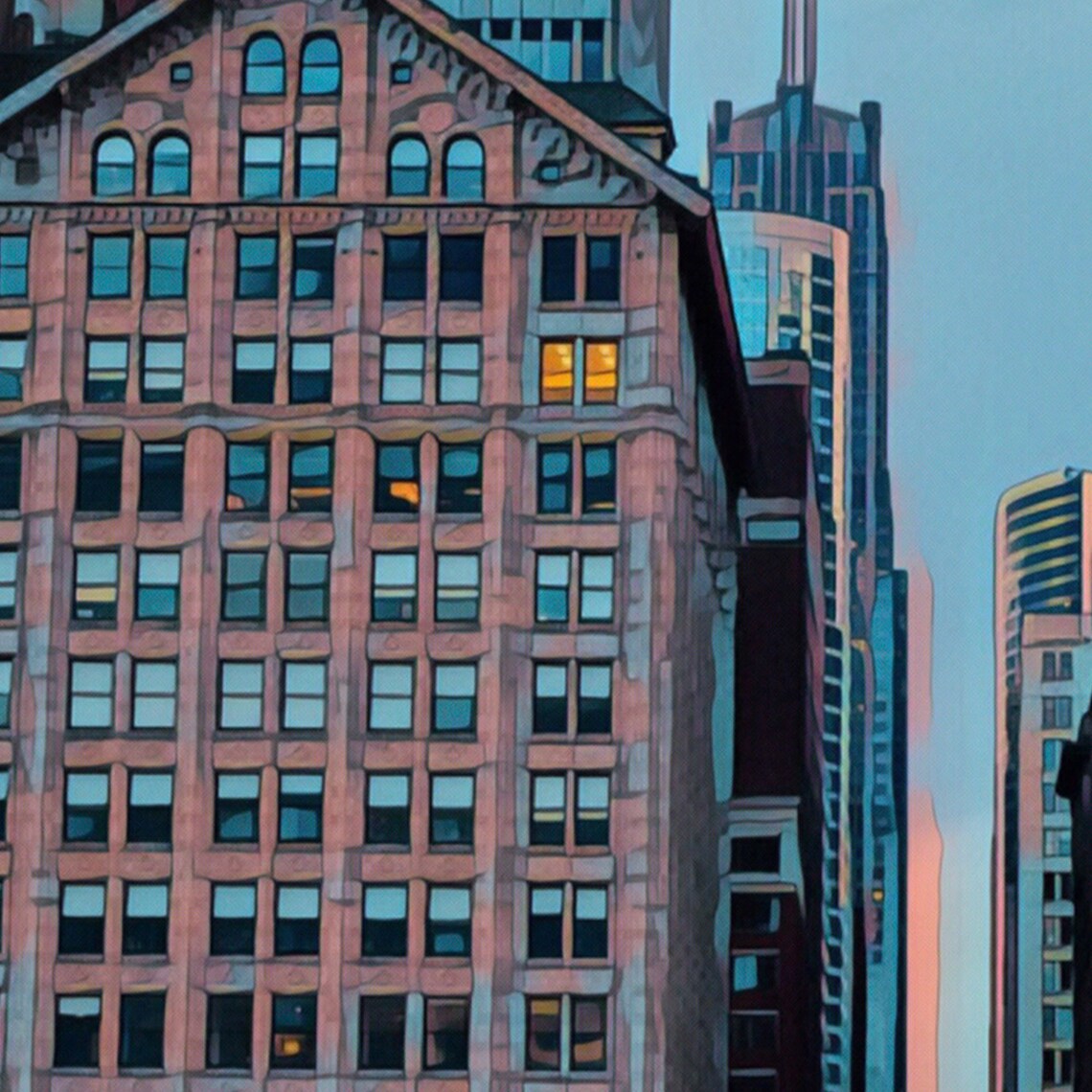 Chicago Illinois Downtown Street Rush Hour Dusk Retro Vintage Travel Poster - Image 4