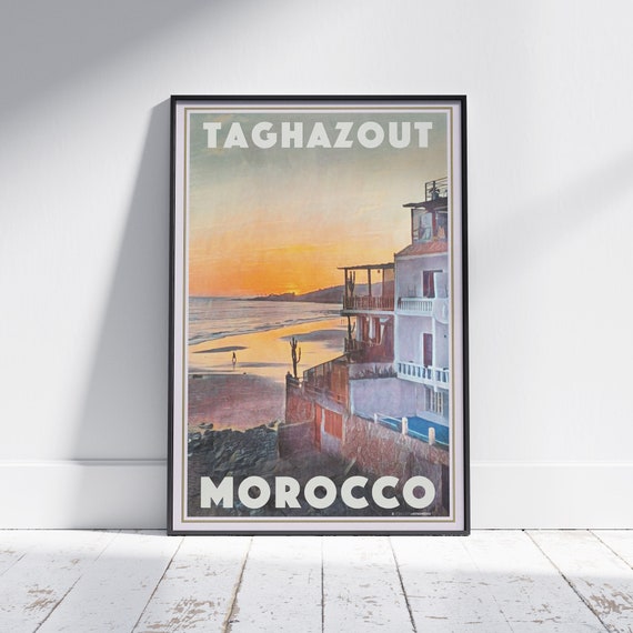 Taghazout Poster The Beach By Alecse Limited Edition Morocco Travel Poster Taghazout Print Taghazout Gift Morocco Poster Taghazout