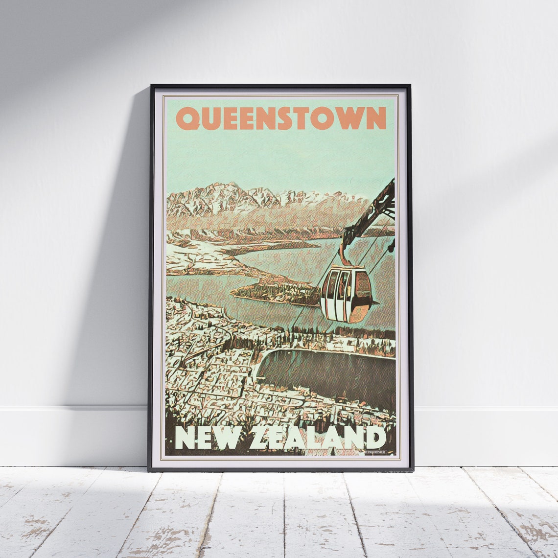 Queenstown Poster Pagoda By Alecse Limited Edition New Zealand Travel Poster Queenstown Print New Zealand Travel Wall Pagoda Print