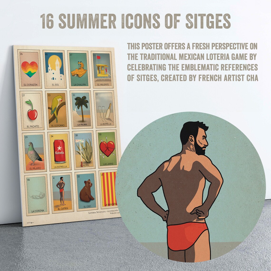 Loteria Sitgetana 16 Icon Cards Sitges Bingo Game Art Poster - Image 4