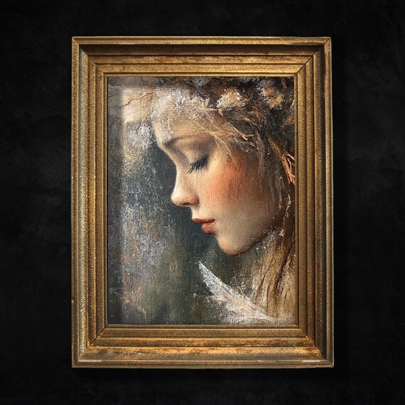 Moody Christmas Angel Winter Wall Art Whimsical Christmas Home Decor Seasonal Cottagecore Decor