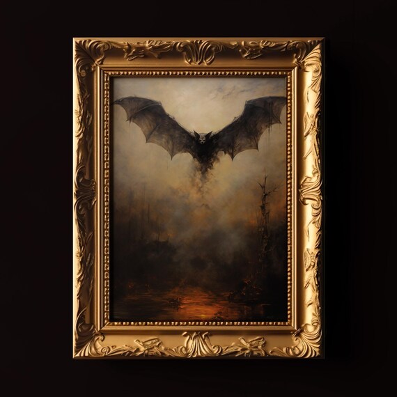 Gothic Bat Halloween Dark Academia Wall Art