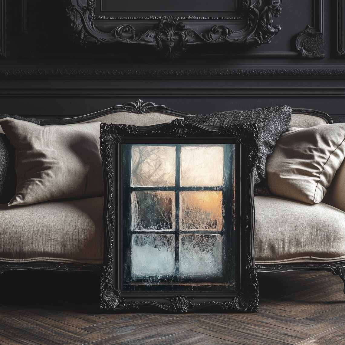 Frosty Window Rustic Christmas Wall Art Seasonal Home Decor Moody Winter Decoration - Image 4